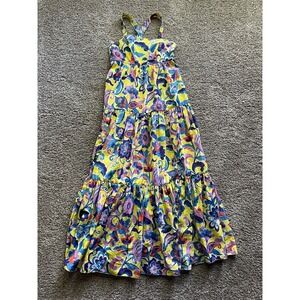 NEW J. Crew Floral Sundress Dress Size 2 Criss Cross Straps Long Tiered Pockets!